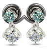 5.50 ct DEW Certified Blue & White Moissanite Round Cut Earrings In Gold Vermeil – white background main image