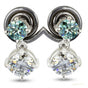 5.50 ct DEW Certified Blue & White Moissanite Round Cut Earrings In Gold Vermeil