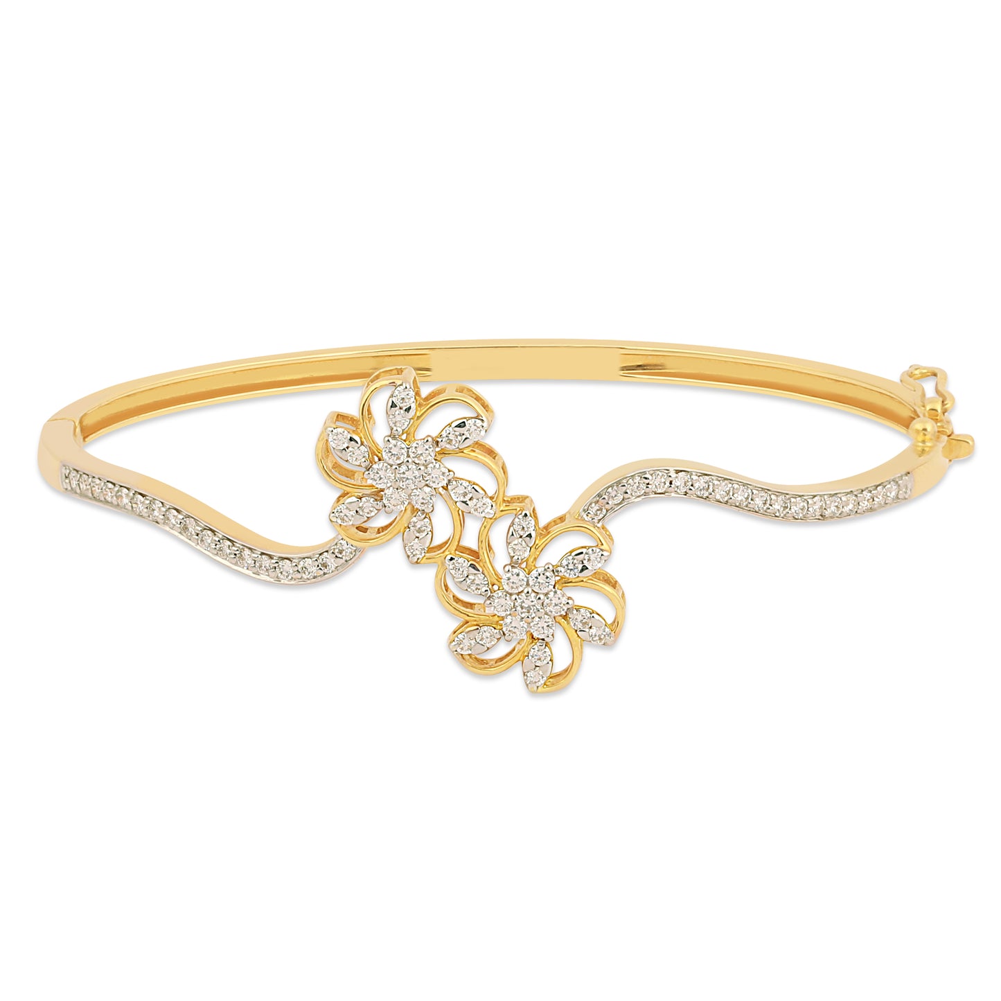 18k Yellow Gold 0.85 Ct. Natural Diamond Bangle Jewelry Bracelets IGI Certified