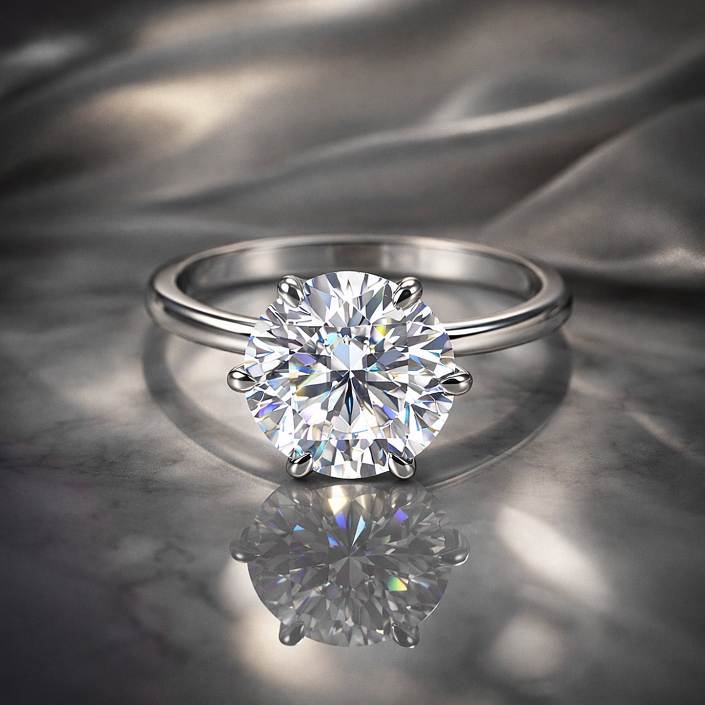 2.85 ct DEW Certified White Moissanite Solitaire Ring in – Gift for Wife 18K Gold Plate 18K Gold Plated