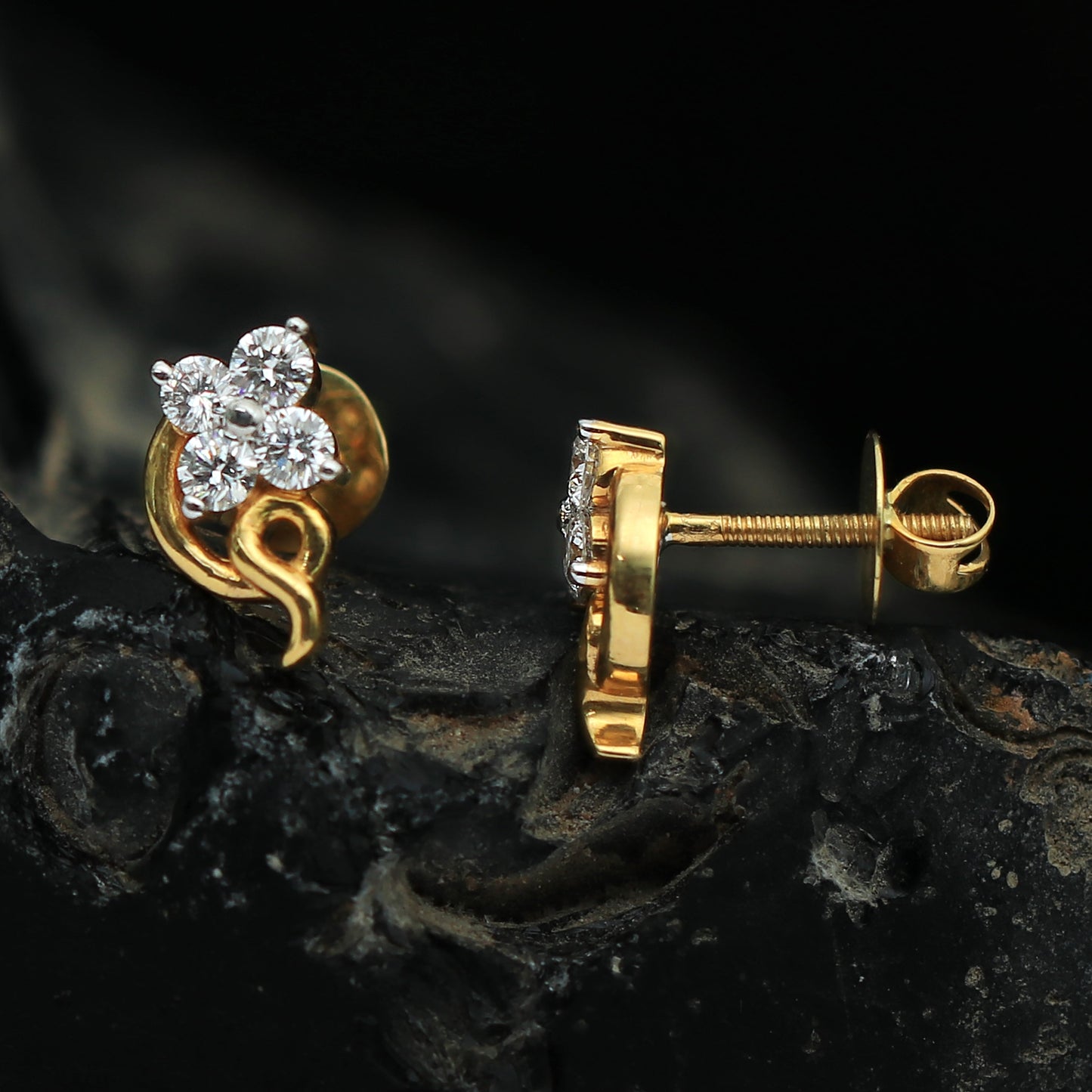 0.44 Ct. Natural Diamond Stud Earrings in 18K Yellow Gold IGI Certified