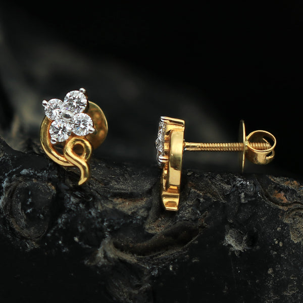 0.44 Ct. Natural Diamond Stud Earrings in 18K Yellow Gold IGI Certified