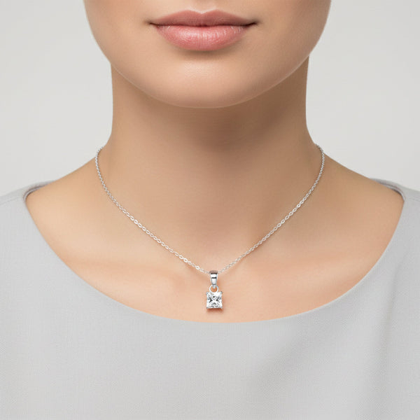 4.00 ct DEW Princess Cut Certified Moissanite Pendant Gold Vermeil Holiday Jewellery