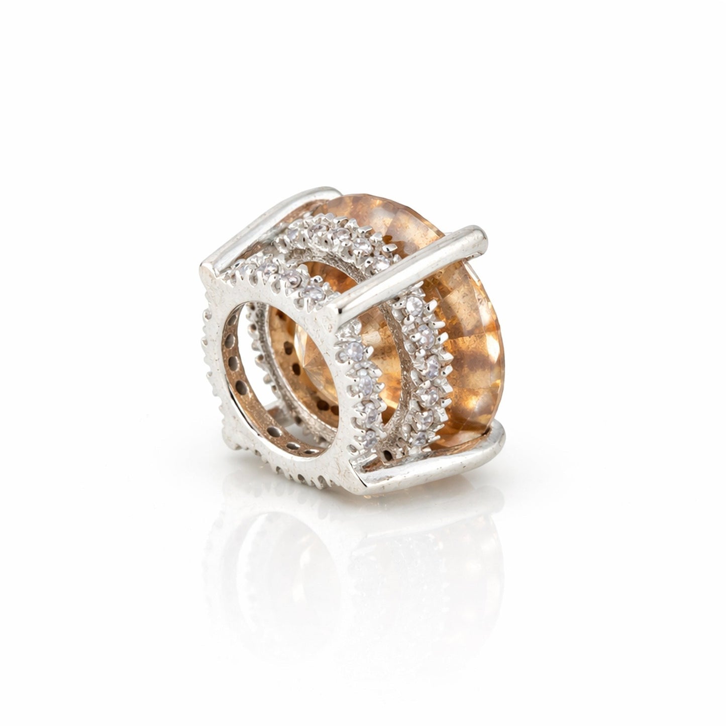 5.20 ct DEW Champagne Moissanite Pendant In Vermeil 925 Silver with Accents for Her Gift