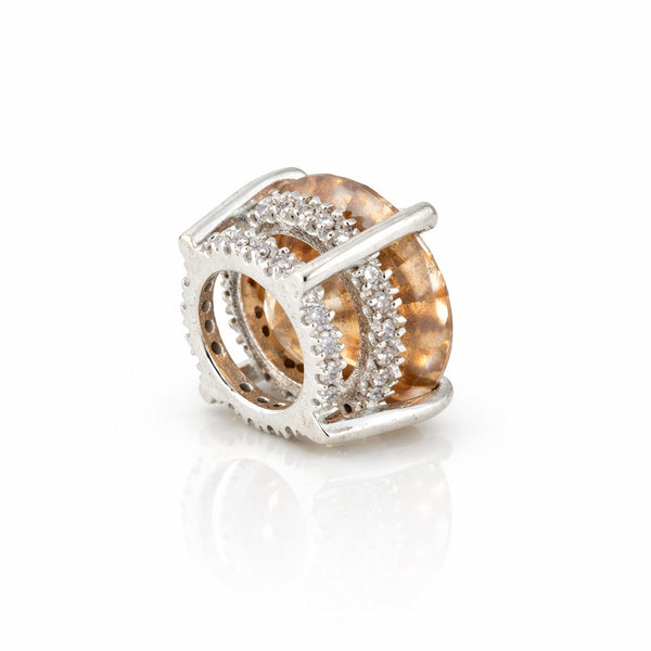 5.20 ct DEW Champagne Moissanite Pendant In Vermeil 925 Silver with Accents for Her Gift