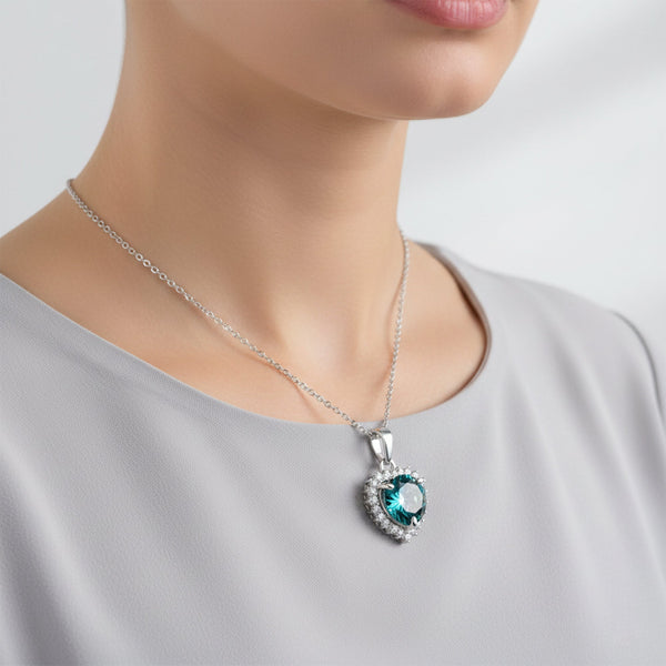 4.85 ct DEW Blue Moissanite Pendant in Gold Vermeil Certified for Holiday Jewellery
