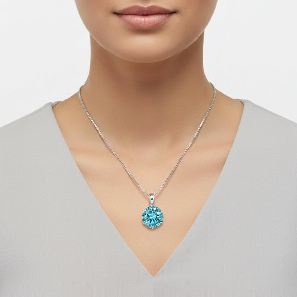 9.30 ct DEW Certified Blue Moissanite Pendant Gold Vermeil Anniversary Jewellery Gift