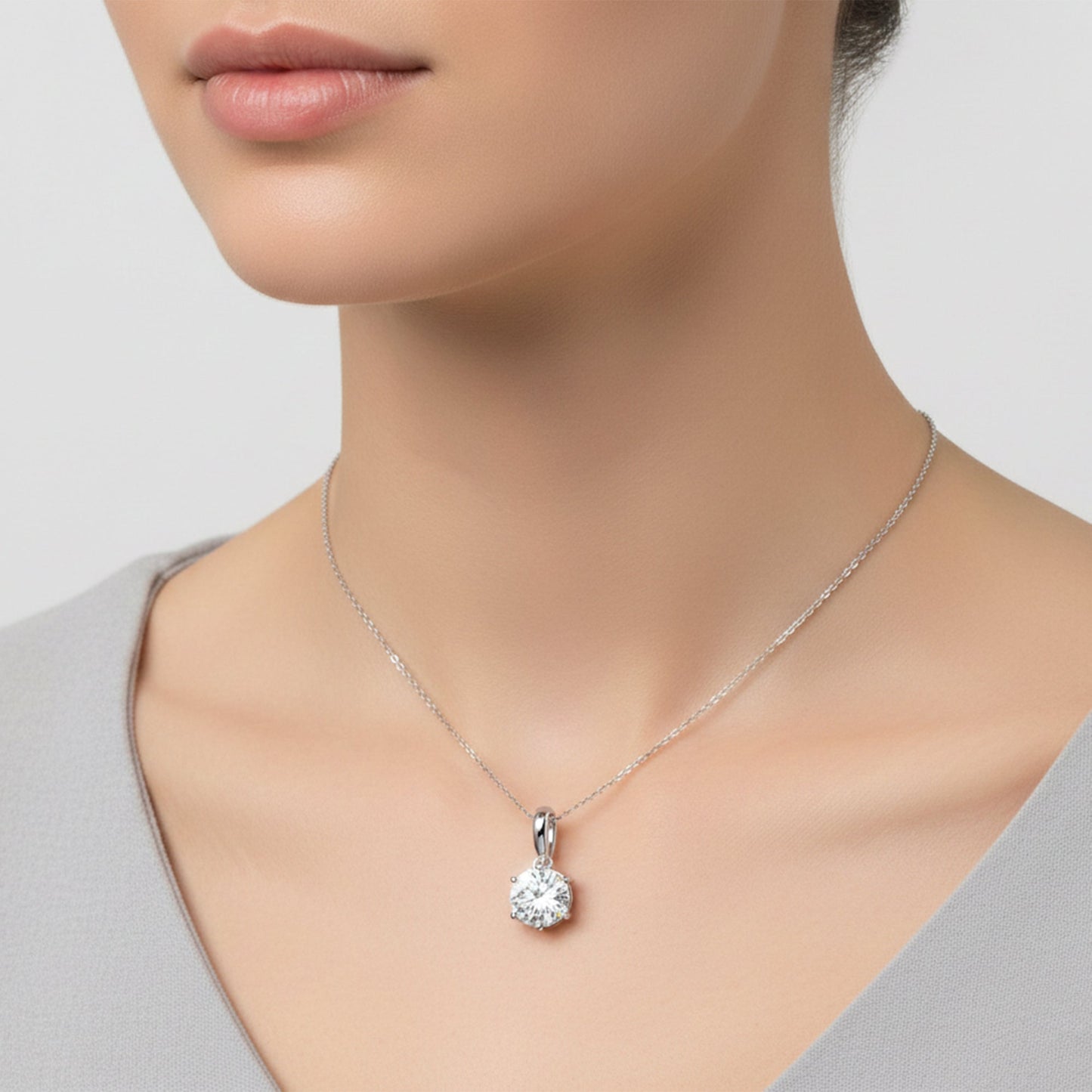 2.60 ct DEW Certified Moissanite Pendant Birthday Gift for Her 18K Gold Plated