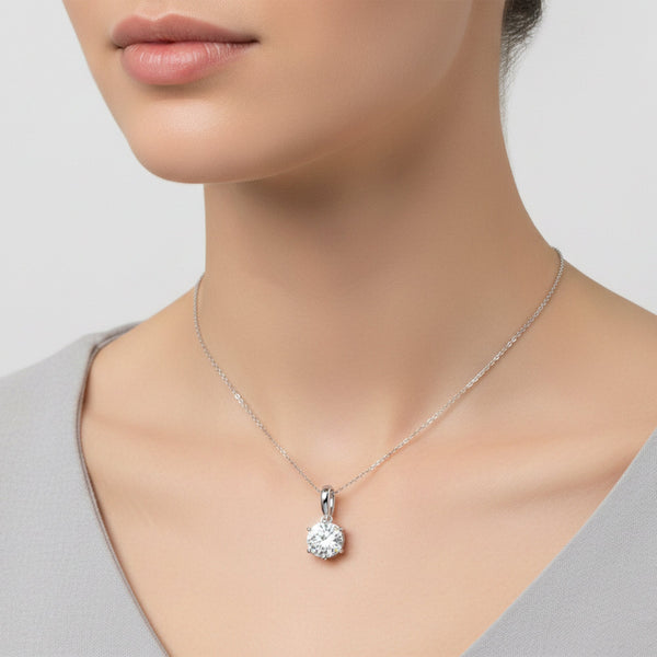 2.60 ct DEW Certified Moissanite Pendant Birthday Gift for Her 18K Gold Plated