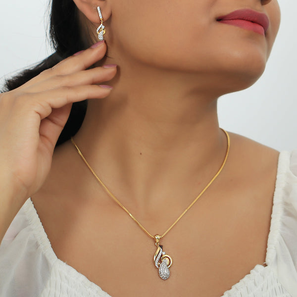 18KT 1.26 Ct Natural Diamond Pendant And Earrings Set, IGI Certified Jewellery