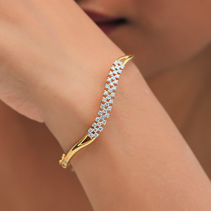 Elegant Twin Row Diamond Bangle