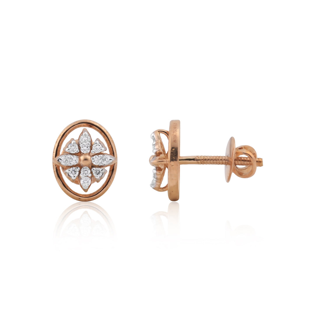 0.58 Ct.18KT Rose Gold Pendant And Earrings Set with Natural Diamonds, IGI Certified