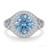 6.00 ct DEW Certified Blue Moissanite Ring – Wedding Gift in 18K Gold Plated – white background main image