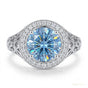 6.00 ct DEW Certified Blue Moissanite Ring – Wedding Gift in 18K Gold Plated