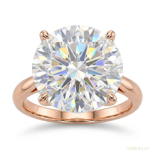 6.00 ct DEW Certified White Moissanite Ring in – Labor Day Jewellery Gift 18K Gold Plated – white background main image