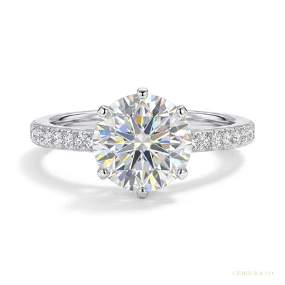 6.00 ct DEW White Moissanite Ring – Thoughtful Labor Day Gift for Her 18K Gold Plated Vermeil