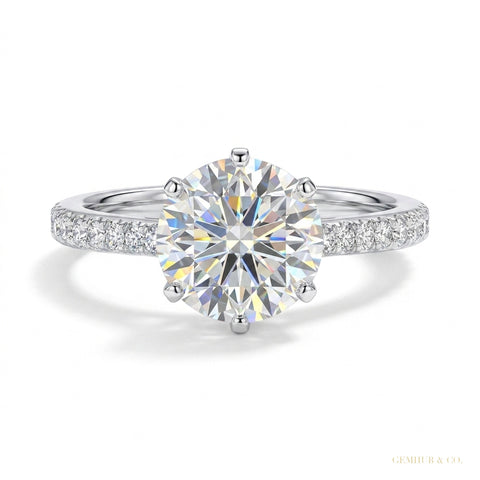 6.00 ct DEW White Moissanite Ring – Thoughtful Labor Day Gift for Her 18K Gold Plated V 18K Gold Plated – white background main image