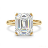 6.30 ct DEW Asscher Cut Off White Moissanite Solitaire Ring in – RARE 18K Gold Plated Vermeil – white background main image