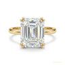 6.30 ct DEW Asscher Cut Off White Moissanite Solitaire Ring in – RARE 18K Gold Plated Vermeil in 18K Gold Plated Vermeil