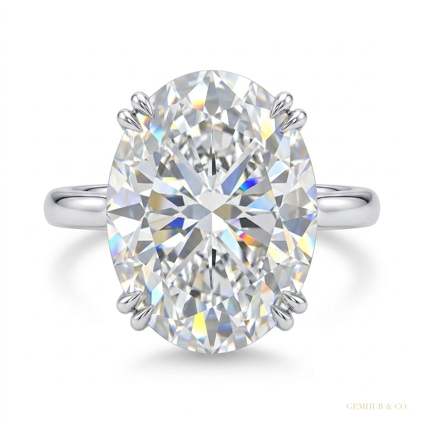 6.50 ct DEW Certified White Moissanite Solitaire Ring – Elegant Fall Gift for Her 18K G 18K Gold Plated – white background main image