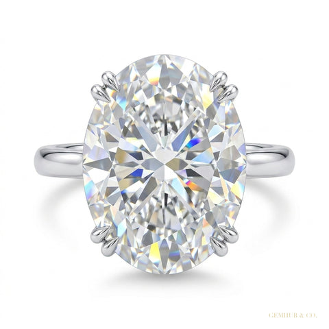 6.50 ct DEW Certified White Moissanite Solitaire Ring – Elegant Fall Gift for Her 18K G 18K Gold Plated – white background main image