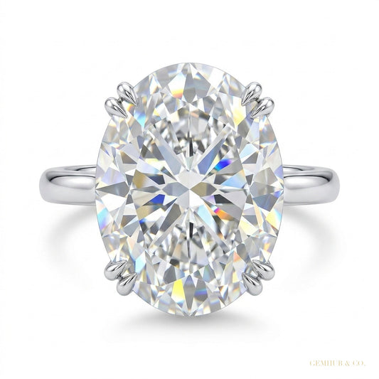 6.50 ct DEW Certified White Moissanite Solitaire Ring – Elegant Fall Gift for Her 18K G 18K Gold Plated – white background main image
