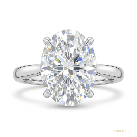 6.50 ct DEW Certified White Moissanite Solitaire Ring in – Festive Gift 18K Gold Plated – white background main image
