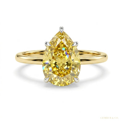 6.50 ct DEW Champagne Moissanite Solitaire Ring Gift for Wife 18K Gold Plated Vermeil