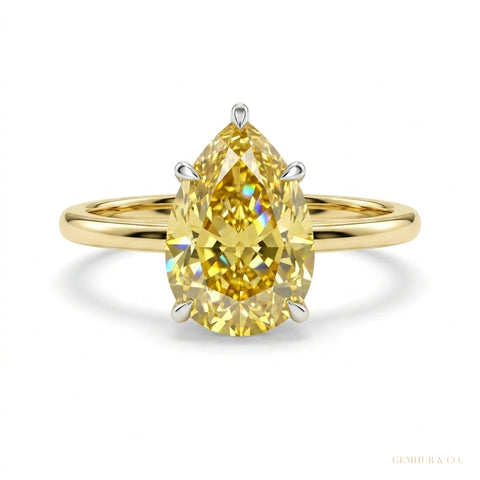 6.50 ct DEW Champagne Treated Moissanite Solitaire Ring Gift for Wife 18K Gold Plated V 18K Gold Plated – white background main image