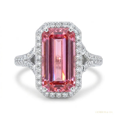 6.50 ct DEW Pink Moissanite Solitaire Ring Luxury Gift for Women Birthday 18K Gold Plated