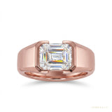 6.55 ct DEW Emerald Cut Off White Moissanite Ring – Bridal Special 18K Gold Plated Vermeil – white background main image