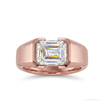 6.55 ct DEW Emerald Cut Off White Moissanite Ring – Bridal Special 18K Gold Plated Verm 18K Gold Plated