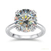 6.65 ct DEW Round Cut White Treated Moissanite Solitaire Ring Certified 18K Gold Plated – white background main image