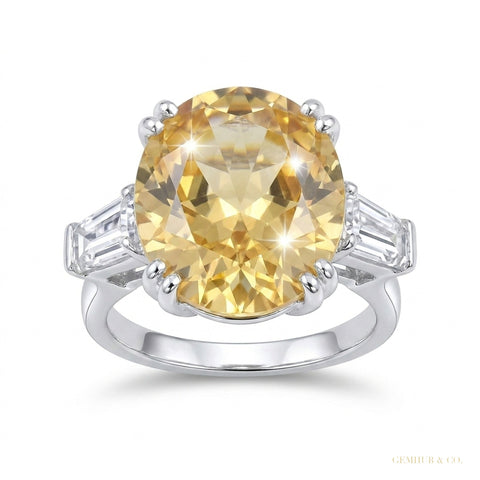 6.70 ct DEW Champagne Moissanite Ring in – Unique Wedding Gift Idea 18K Gold Plated Ver 18K Gold Plated – white background main image