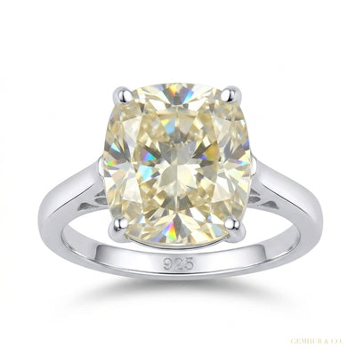 6.75 ct DEW Cushion Cut White Moissanite Ring 18K Gold Plated