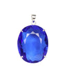 GEMHUB Blue Topaz Oval 100 Ct natural gemstone pendant in 925 sterling silver