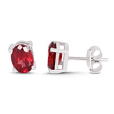 GEMHUB 925 Sterling Silver Gemstone Stud Earrings - Red Garnet 5.90 Ct