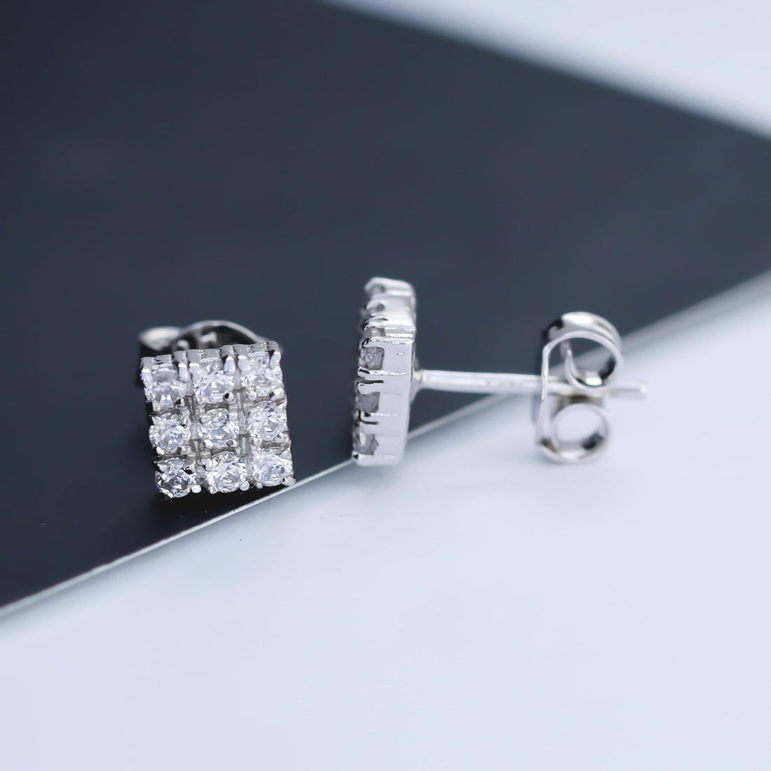 GEMHUB 925 Sterling Silver Gemstone Stud Earrings - White Zircon 5.60 Ct