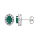 GEMHUB 925 Sterling Silver Gemstone Stud Earrings - Green Onyx 7.20 Ct