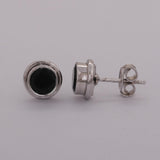 GEMHUB 925 Sterling Silver Gemstone Stud Earrings - Black Agate 6.10 Ct
