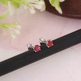 GEMHUB 925 Sterling Silver Gemstone Stud Earrings - Red Garnet 2.15 Ct