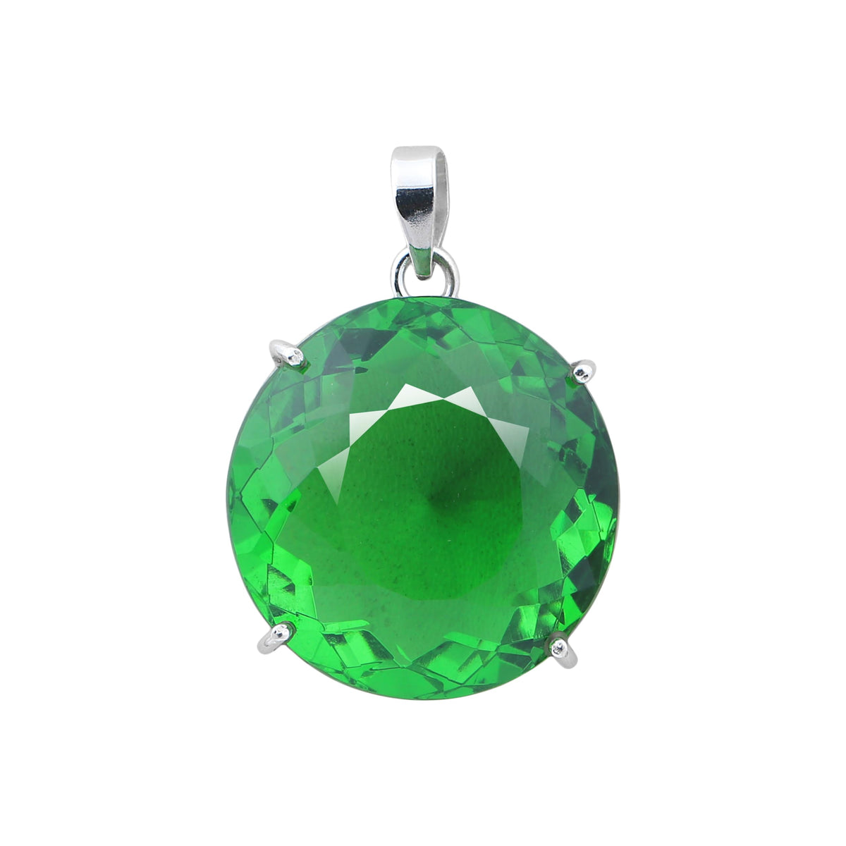 GEMHUB Green Amethyst Round 133.4 Ct natural gemstone pendant in 925 sterling silver