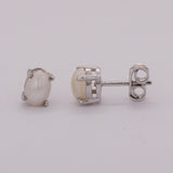 GEMHUB 925 Sterling Silver Gemstone Stud Earrings - White Pearl 2.65 Ct / White Pearl 3.10 Ct