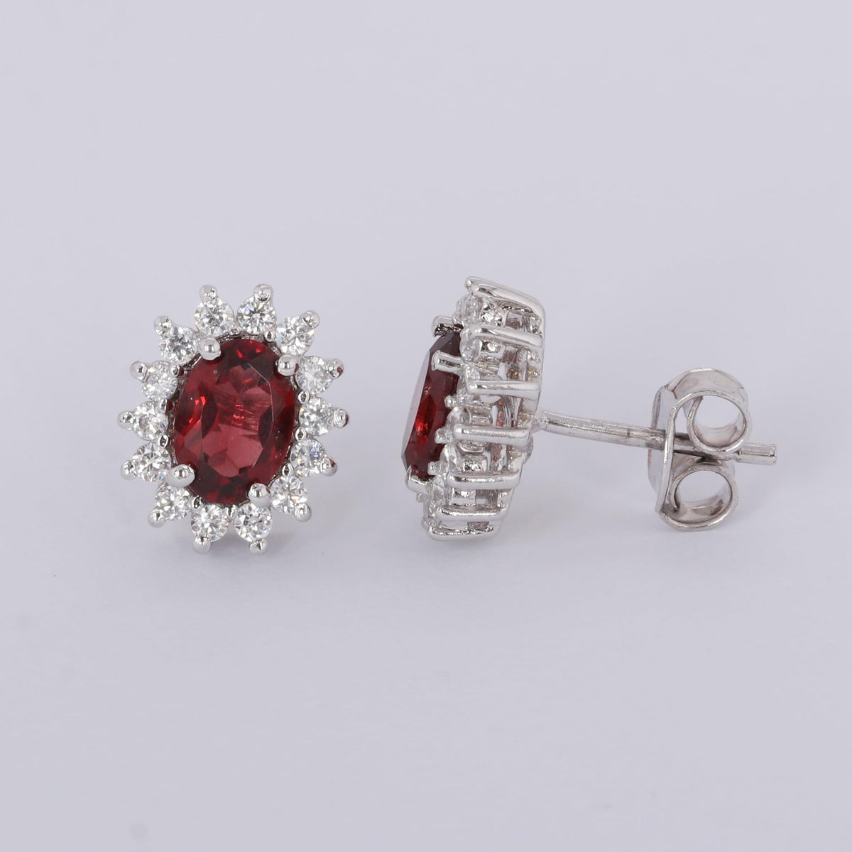 GEMHUB 925 Sterling Silver Gemstone Stud Earrings - Red Garnet 7.35 Ct