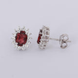 GEMHUB 925 Sterling Silver Gemstone Stud Earrings - Red Garnet 7.35 Ct