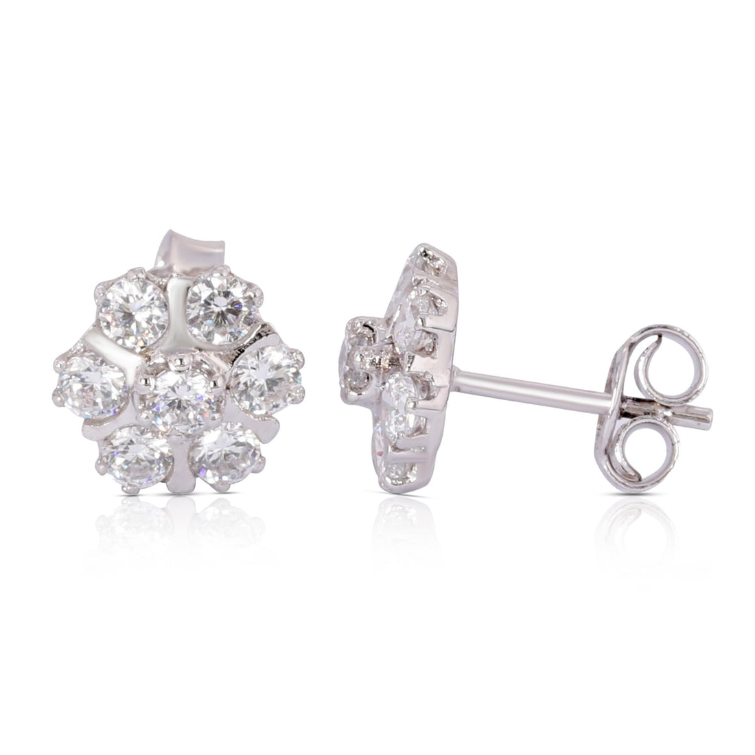 GEMHUB 925 Sterling Silver Gemstone Stud Earrings - White Zircon 6.30 Ct