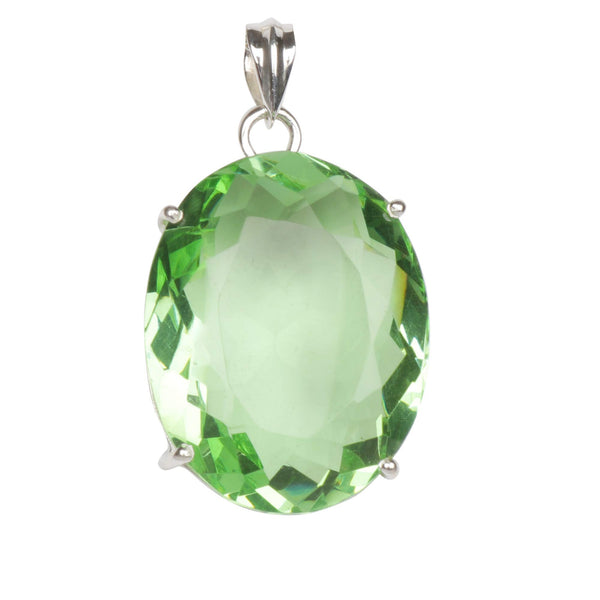 GEMHUB Green Amethyst Oval 105 Ct natural gemstone pendant in 925 sterling silver