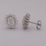 GEMHUB 925 Sterling Silver Gemstone Stud Earrings - White Moonstone 7.95 Ct