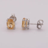 GEMHUB 925 Sterling Silver Gemstone Stud Earrings - Yellow Citrine 5.40 Ct
