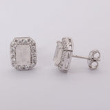 GEMHUB 925 Sterling Silver Gemstone Stud Earrings - White Zircon 7.95 Ct